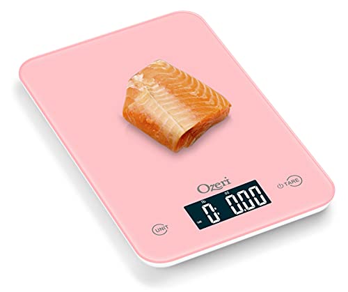 Ozeri Touch Digital Kitchen Scale (12 lbs Edition) in Tempered Glass - color: Crystal Rose