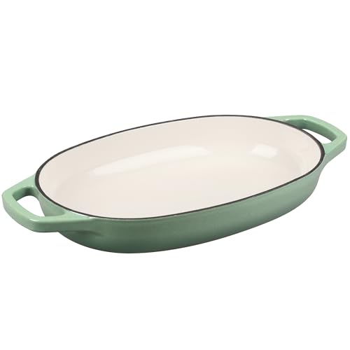 EDGING CASTING Enameled Cast Iron Oval Dutch Oven Pot with Lid, Dutch Oven for Sourdough Bread Baking, Bread Oven, Bread Dutch Oven, Oval Bread Pan, 5qt, Sage Green - color: Sage Green, size: 5 Quart