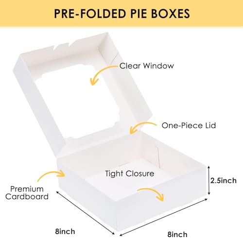 Moretoes 45pcs Bakery Boxes, 8x8x2.5 Inches Cookie Boxes with Window