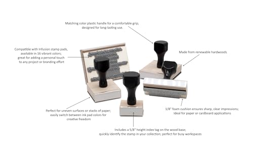 Infusion Traditional Wood Stamp with Black Wood Handle (2" x 4") - size: 2" X 4"