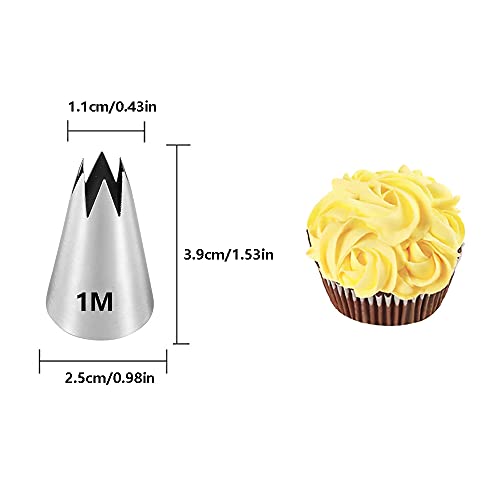 Large Piping Tips Set,Icing Tips with 1M Open Star Decorating Tip,2D Drop Flower Frosting Tip,1A Round Pastry Tip and 895 Basketweave Piping Tip for Cake Cupcake Decorating,4 Pcs - color: Type 4