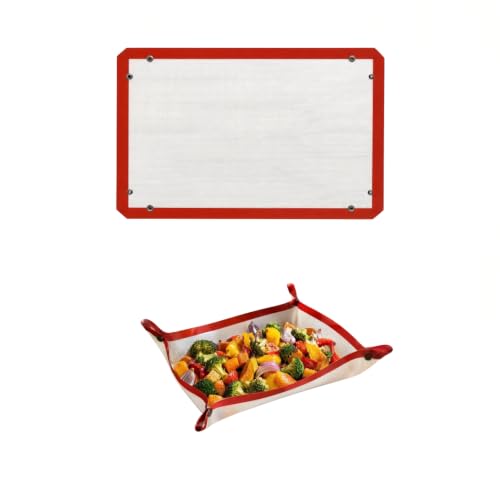 Locking Dials Silicone Fiber Baking Mat to Prevent Leaks, Nonstick Reusable Heat Resistant Baking Sheet Corners Snap Together to Form Leakproof Oven Liner - size: 15.8"L x 11.8"W