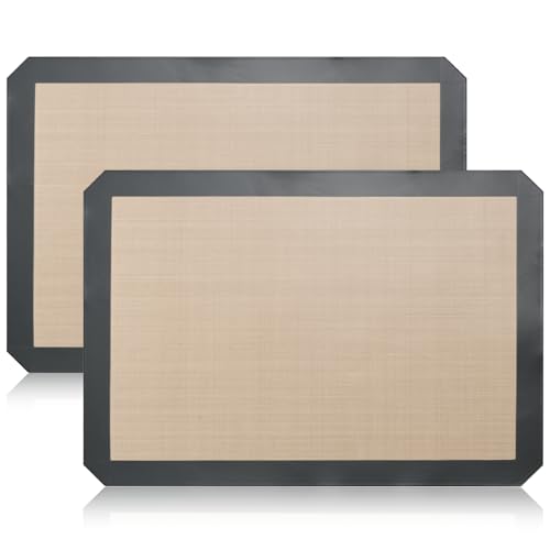 Luckyiren Silicone Baking Mat Set, Non-Stick Reusable Food-Grade Oven Liners, Half Sheet Size 16.54 x 11.62 Inch, Grey, 2 Pack - color: Grey/Beige, 0.4mm