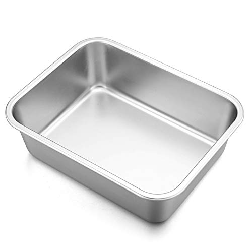 P&P CHEF Stainless Steel Lasagna Pan, Rectangular Baking Pan 10.7" Lx3.2 H - size: 10.7" L x 3.2" H