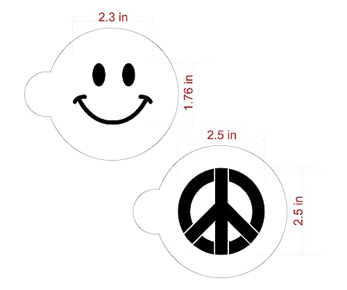 Designer Stencils Peace & Happiness Cookie Set Stencils, Beige/semi-transparent