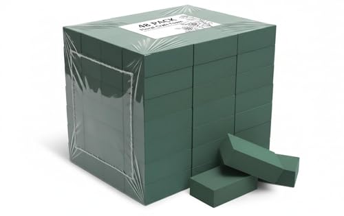XCEL Floral Foam Blocks - Reusable, Weather Resistant Craft Foam for Artificial Flower Arrangements, Faux Florist Foam Planters Florist Supplies (Green 5.5" x 3.1" x 1.7" - 48 Pack) - color: Green 5.5" x 3.1" x 1.7" - 48 Pack