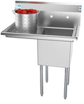 KoolMore 1 Compartment Stainless Steel NSF Commercial Kitchen Prep & Utility Sink with Drainboard - Bowl Size 15" x 15" x 12", Silver - size: Left Drainboard