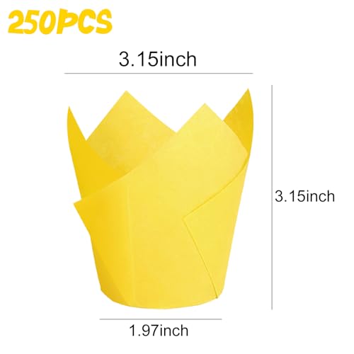 250Pcs Tulip Cupcake Liners,Parchment Paper Cupcake Liner in Standard Size - color: Yellow