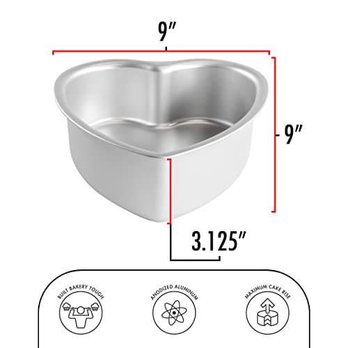 Fat Daddio's PHT-83 Anodized Aluminum Heart Cake Pan, 8 x 3 Inch - size: 8 x 3 Inch, style: Solid Bottom