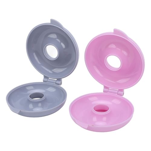 2 Pack Donut Baking Mold, Round Plastic Press Doughnut Cake Pan with Flip Design,Pink Blue for Bagel Bread Pastry DIY
