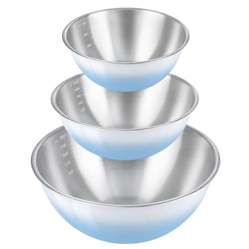 Blue Gradient Mixing Bowls with Measurements, 3-Piece Set - color: Blue Gradient