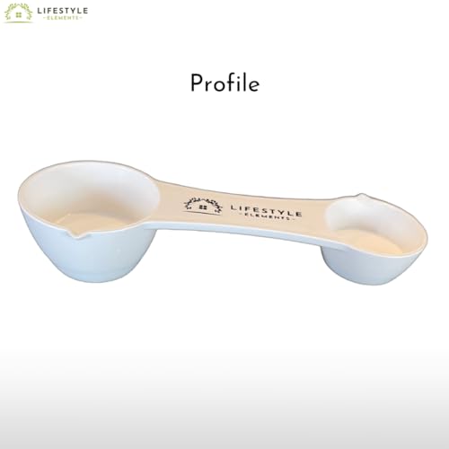 All In One Measuring Spoon Pack of 2 Includes 1 Tbsp 1 Tsp 1/2 Tsp 1/4 Tsp Measures Plastic Measuring Spoons Use for Dry Ingredients or Liquids Durable Rugged Dishwasher Safe Made in USA