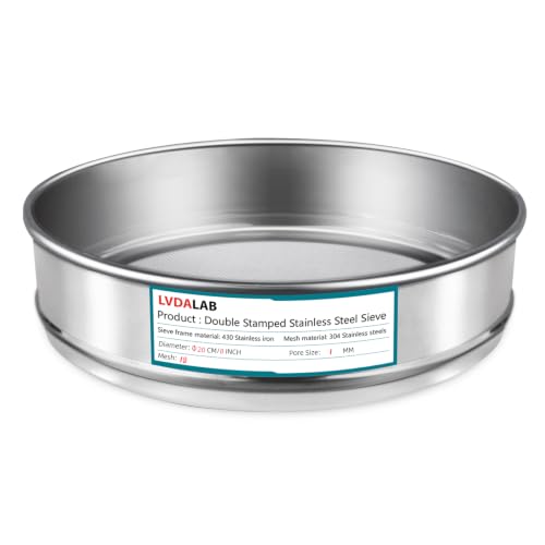 7.9" (20cm) 304 Stainless Steel Lab Sieve, 18 Mesh (1mm) Screen Sifter - size: 18Mesh(1mm)/Ф7.9in