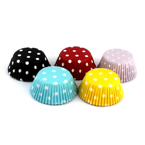 300 Pcs Rainbow Mini Polka Dots Cupcake Liners Paper Baking Cups