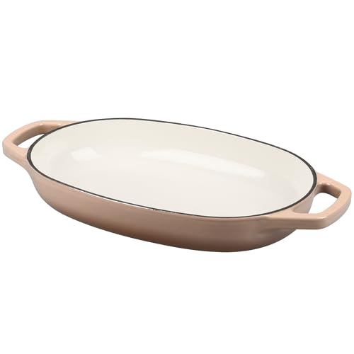 EDGING CASTING Enameled Cast Iron Oval Dutch Oven Pot with Lid, Dutch Oven for Sourdough Bread Baking, Bread Oven, Bread Dutch Oven, Oval Bread Pan, 5qt, Mocha - color: Mocha, size: 5 Quart