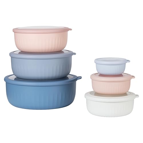 COOK WITH COLOR Prep Bowls with Lids- Wide and Deep Nesting Plastic Small Mixing Bowl Set with Lids, 12 Piece Set - Wide Bowls, Blue/Pink - color: Blue/Pink, size: 12 Piece Set - Wide Bowls