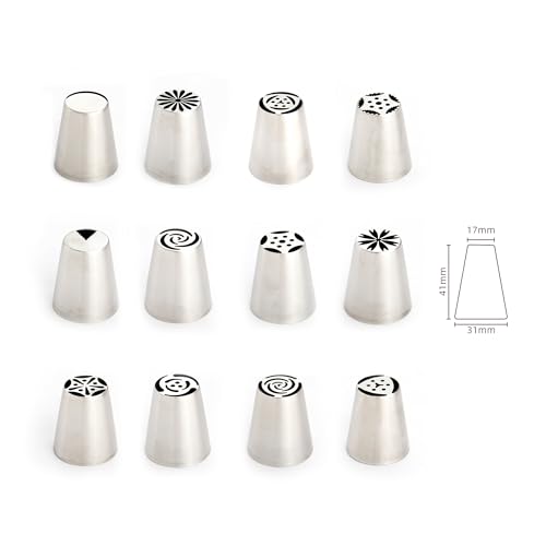27 Pieces Small Stainless Steel Russian Flower Icing Tips Kit - color: SILVER MRF0059