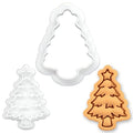 BAKERLOGY Christmas Tree Mini Cookie Cutter & Stamp Set – Festive Tree Biscuit Cutter Embosser for Holiday Cookies, Winter Baking, Cupcake Decoration Tool