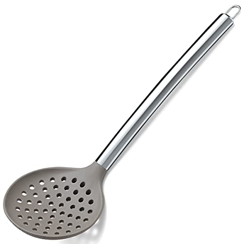 Berglander Skimmer, Non-stick Silicone Strainer, Kitchen Cooking Skimmers For Non-Stick Cookware, Dishwasher Safe, Easy to Clean - style: h. Skimmer
