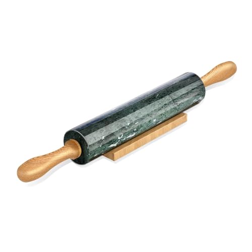 Marble Rolling Pin, Non-Stick Stone Dough Roller, Rolling Pin for Baking,Pasta, Dumpling, Ravioli, Fondant,Pie Crust, Kitchen Baking Pastry Tools - color: Green Marble