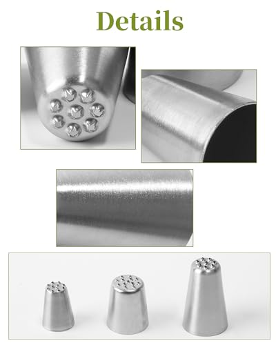 3 Pcs Grass Icing Nozzles Set, Stainless Steel Cake Piping Tips - size: Grass Nozzles-3Pcs