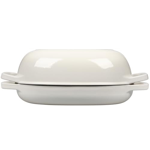EDGING CASTING Enameled Cast Iron Oval Dutch Oven Pot with Lid, Dutch Oven for Sourdough Bread Baking, Bread Oven, Bread Dutch Oven, Oval Bread Pan, 5qt, White - color: White, size: 5 Quart