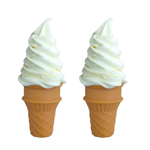 2PCS Fake Ice Cream Cone Prop for Bakery Display (White) - color: White, size: 2pcs
