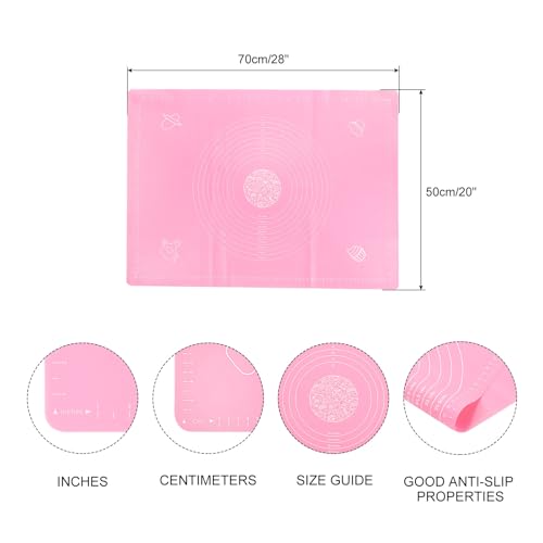 uxcell Silicone Baking Mat, 20 x 28 Inch Non Stick Pastry Mat Sheet, Counter Mat Reusable Oven Baking Mat for Pastry Rolling Dough with Measurements, Pink - color: Pink, size: 20 x 28Inch