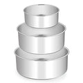 E-far Deep Cake Pan Set of 3 (6/8/9½ Inch), Stainless Steel Round Cake Pan - size: 6 x 3, 8 x 3, 9½ x 3 inches