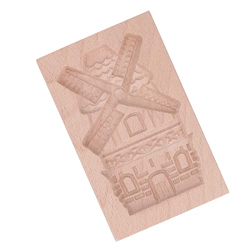 JTLB Beechwood Wooden Cookie Mould, Reusable Washable Biscuit Press Stamp, Perfect for Kitchen Baking Needs (Windmill) - color: Windmill