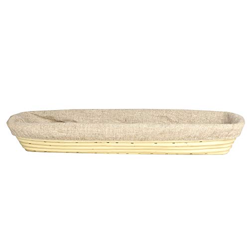 Vollum Bread Proofing Basket with Liner – Sourdough Baguette Brotform - size: 17" x 4" x 2.5"H, style: Rectangular