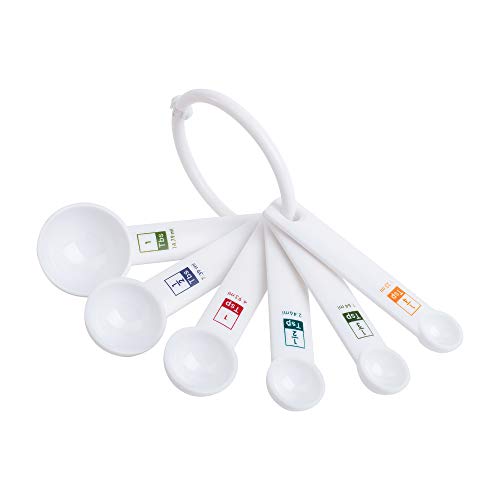 Fox Run 6-Piece Plastic Measuring Spoon Set White, 1.6 x 9 x 3 inches - color: White, size: 1.6 x 9 x 3 inches
