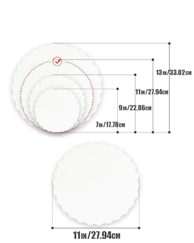 qiqee 11 Inch White Wave Cake Boards Round 15-Packs Circles Rounds Base Food-Grade Cardboard Wave Cake Plate（Thinner But Stronger） - color: White, size: 11 inch / 15Pcs