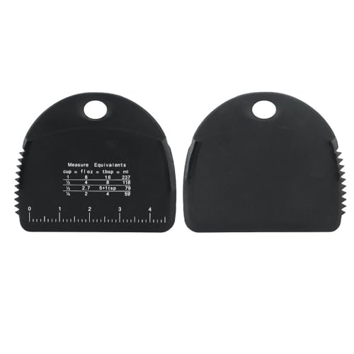 Silicone Dough Scraper with Measuring Scale, 5.5 x 4.7 Inch Dough Cutter for Baking, Pizza, and Pastry, Bench Scraper for Kitchen Countertops(Black) - color: Black