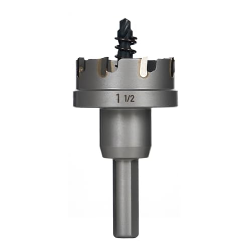 BLACK CANYON 1-1/2 Inch TCT Hole Saw,1-1/2 Inch TCT Hole Cutter, Carbide Tipped with 3-Flat Shank – Heavy Duty Spring-Loaded Pilot Bit for Metal Drilling - size: 1-1/2"