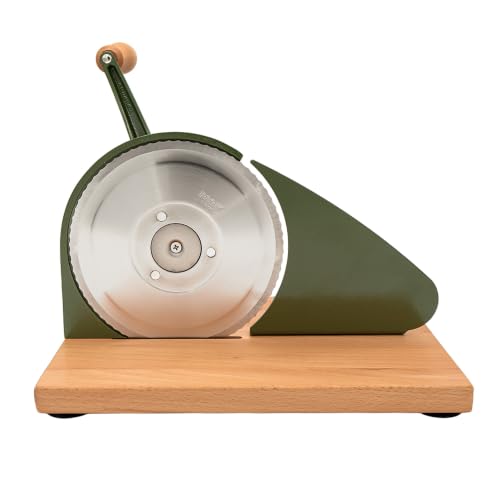 Zassenhaus Original Classic Adjustable Bread Slicer for Uniform Slices - Bread Slicer for Homemade Bread - 18/8 Stainless Steel Blade Sourdough Cutter -Cyprus Green, 11.75" x 8" - color: Cyprus Green, size: 11.75" x 8" x 4.7"