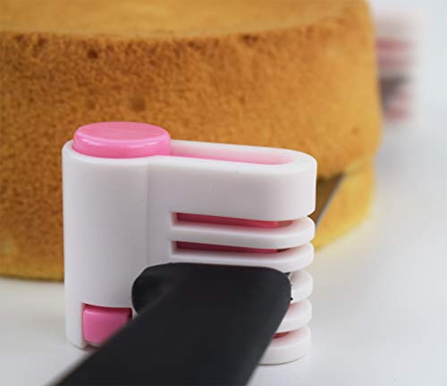 Yorwe 2PCS Cake Slicer Leveler, 5 Layers Bread & Toast Cutter (Pink) - color: Pink