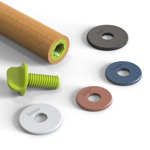 Rolling Pin with 4 Thickness Rings,Wooden Dough Roller For Baking - color: Rolling Pin