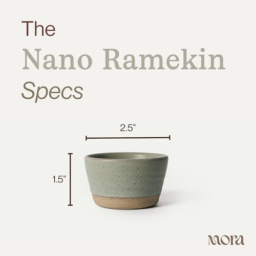 Mora Nano Ramekins Set of 4, 2oz Ceramic Pottery Sauce Cups - Microwave, Oven and Dishwasher Safe - Thyme - color: Thyme, size: Nano