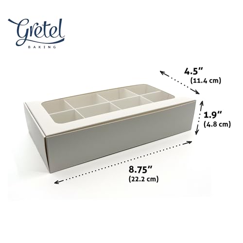 20-Ct White Treat Boxes, 8.75x4.5x1.9in, Window & Dividers - color: White, size: 8.75 x 4.5 x 1.9 in (8 compartments)