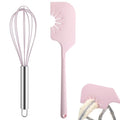 Didaey 2 Pack Silicone Spatula Scraper and Whisk, Pink Kitchen Utensils