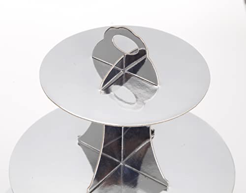 YLDW Cupcake Stand, 3-Tier Cupcake Stand Display, Cardboard Cup Cake Tower Stand, Disposable Dessert Stand for Birthday Tea Party Baby Shower Treat Decorations, Mirror Silver - color: Mirror Silver