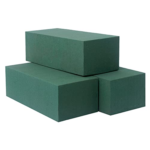 FLOFARE Large Pack of 3 Floral Foam Blocks Green Wet & Dry Flower Foam for Fresh & Artificial Flower Arrangement, Plant Foam, Florist Supplies for DIYs, Arts, Crafts & Weddings - size: Large Pack of 3