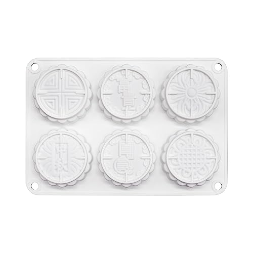 6 Flower Silicone Cake Mold Handmake DIY Bread Mould Silicone Moulds For Cake Mooncake Mold Cake Tools (Mooncake O_8.52 X5.8 X0.84 inch) - size: Mooncake O_8.52 X 5.8 X 0.84 inch
