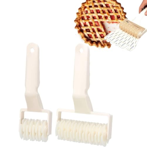 2Pcs Lattice Pastry Cutter Set, 70mm & 120mm Plastic Grid Dough Cutter Roller Baking Tool for Beef Wellington Cookie Pie Crust Pizza Bread