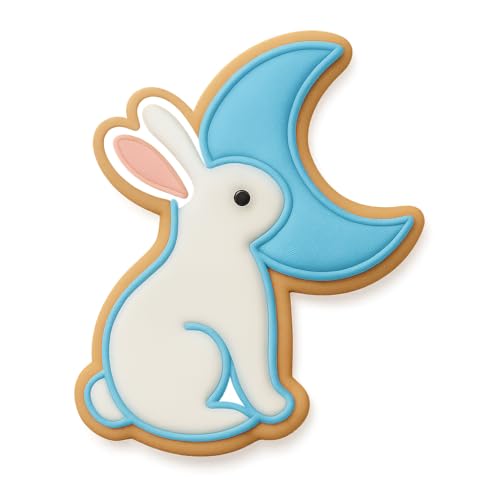 Bunny and Moon Gazing Cookie Cutter & Stamp - 4x3" Creative Baking Set
