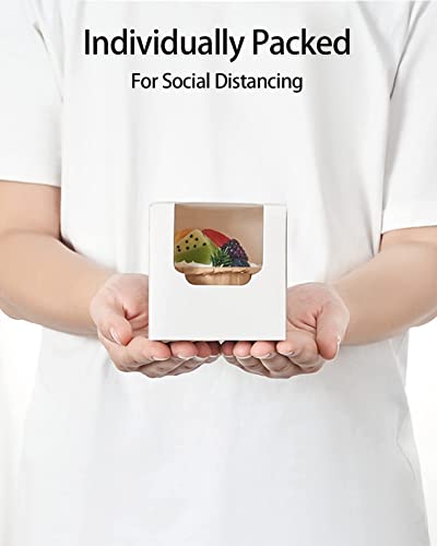 Happyhiram 100 Pack Individual Cupcake Boxes with Inserts & Window, White - color: Pure White, size: 100-Count