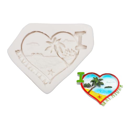 Silicone Heart Shape Tropical Scenery Theme Molds - color: Light White
