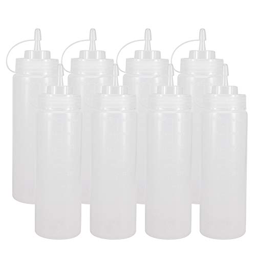8 Pack 16 oz Plastic Squeeze Condiment Bottles with Cap Lids - size: (2) 16 oz(8pack) Standard Cap
