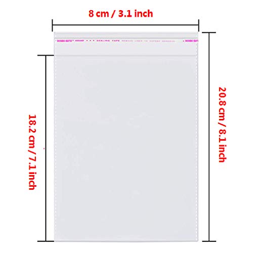 200pcs 3"x7" Clear Resealable Cellophane Bag Self Adhesive Seal - size: 3x7 Inch (Pack of 200)